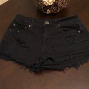 American Eagle Black distressed stretch shorts